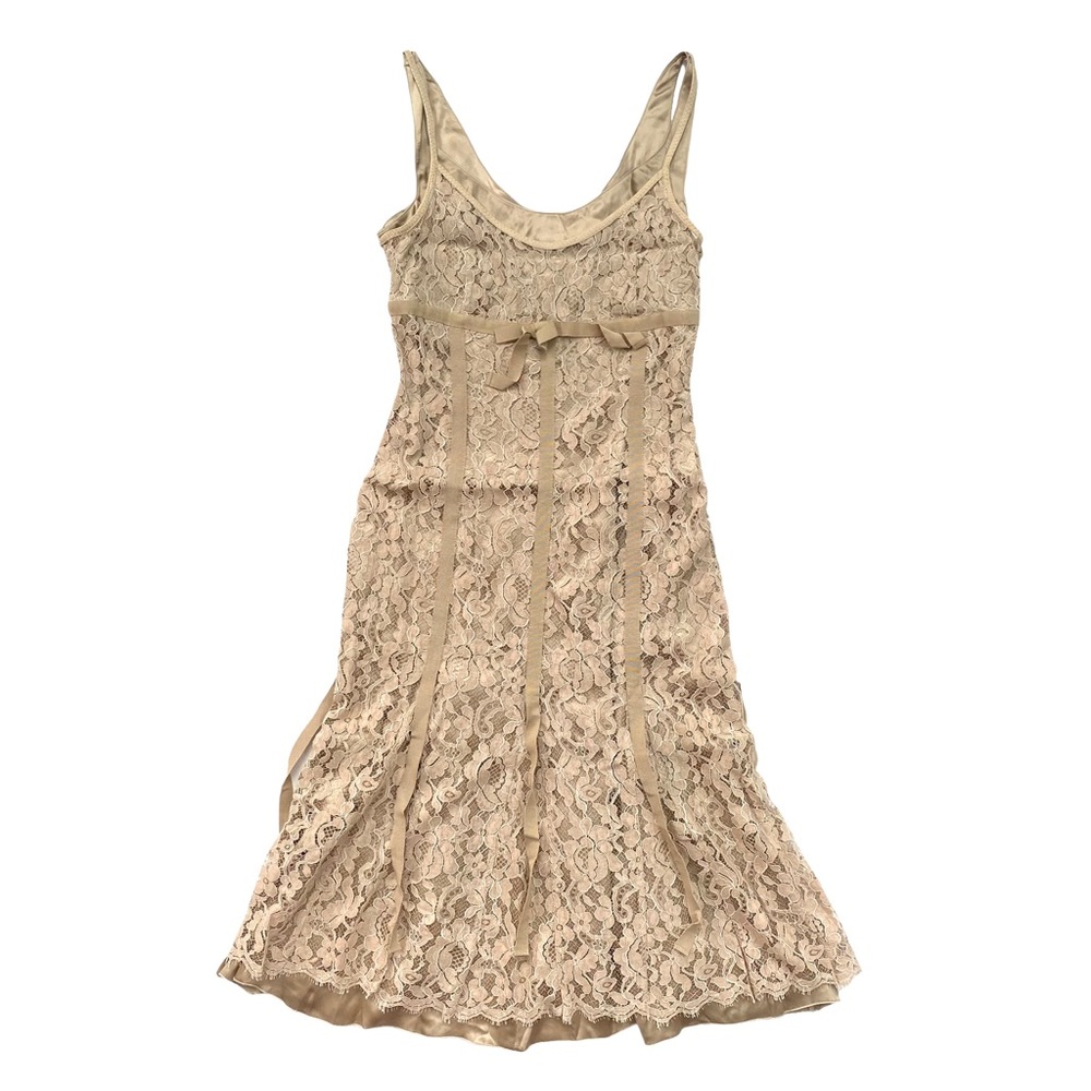 Paule Ka Lace Silk Fit & Flare Sleeveless Midi Cocktail Dress Made In France 38